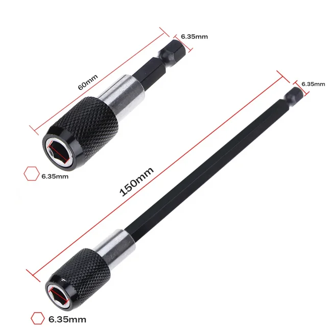 Vástago hexagonal de 1/4 pulgadas, taladro eléctrico de liberación rápida, broca de destornillador magnético, soporte de extensión ajustable, herramienta eléctrica de vástago de barra