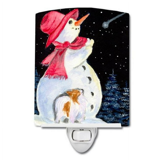 Carolines Treasures SS8793CNL Snowman with Papillon Ceramic Night Light