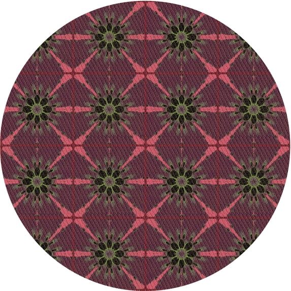 Ahgly Company Machine Washable Indoor Round Transitional Plum Pie Purple Area Rugs, 8' Round