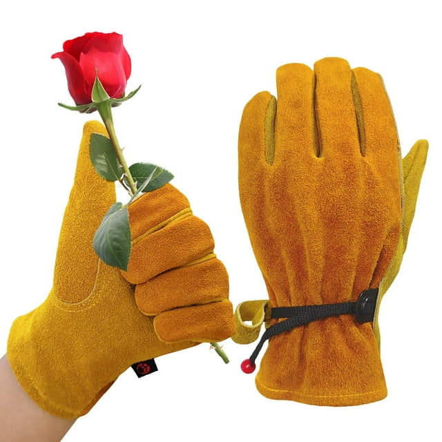 Fgnfyis Cowhide Work Gloves for Agricultural Horticultural Vehicle Labor Wear Durable and Protective Yellow