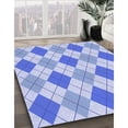 thumbnail image 3 of Ahgly Company Machine Washable Indoor Square Transitional Blue Ribbon Blue Area Rugs, 5' Square, 3 of 7