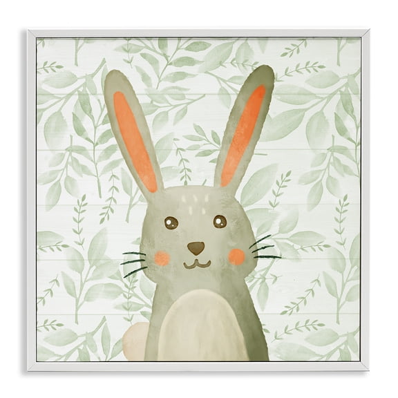 Stupell Industries Farmhouse Whimsical Bunny on Florals White Framed Giclee Art, 12 x 12, by Kim Allen