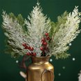 thumbnail image 3 of Naiovety 3 pack/lote flores artificiales de Navidad experimentan la belleza de púas de cedro flocadas artificiales realistas bayas de copo de nieve 3 palos, 3 of 6