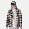 thumbnail image 3 of Fotbe Black Plaid Heart Men's Women's UPF 50+ Sun Protection Jacket Hooded Cooling Shirt with Pockets Hiking Outdoor Performance-Medium, 3 of 8