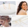 thumbnail image 4 of Aobei Pearl Simulated Pearl Drop Dangle Long Earrings 18K Gold Plated Adjustable Chain Humble Chic Earrings for Women, 4 of 7