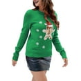 thumbnail image 3 of Women Sequins Patterns Ugly Christmas Sweaters Long Sleeve Snowflake Crewneck Christmas Knit Pullover Top Green M, 3 of 8