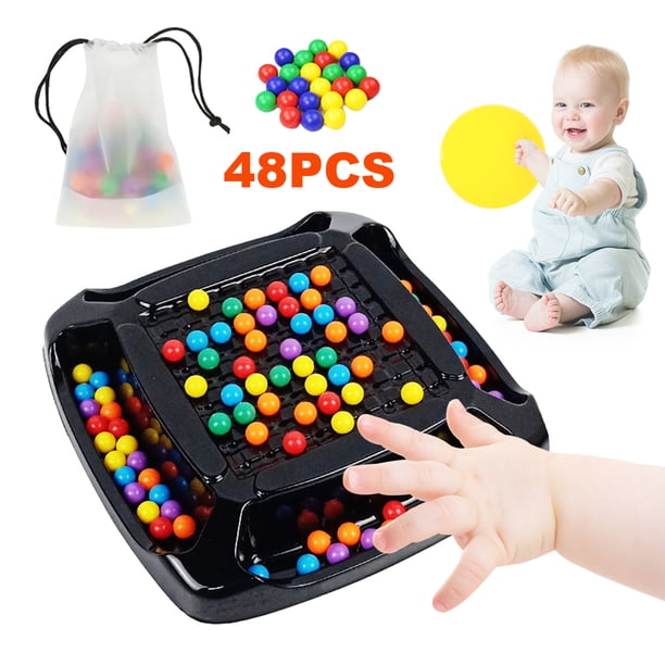 Rainbow Bead Matching Game Tablero ajedrez - Juego magnético doble duelo familiar y Strat (48 PCS)