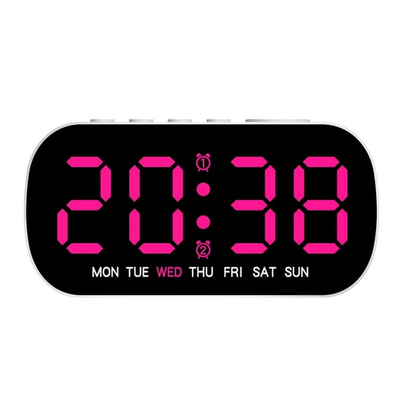 Reloj despertador digital con dos configuraciones de alarma, práctico reloj calendario de alto rendimiento. Rosa roja