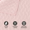 thumbnail image 3 of Martha Stewart Everyday Ultra Soft Brushed 100% Premium Microfiber 3 Piece King Quilt Set, 1 Quilt 90" x 90" with 2 Pillow Shams, Lightweight & Durable Bedding, Coverlet For All Season, Pink, 3 of 8