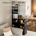 thumbnail image 6 of Advwin Modern Room Divider Storage Cabinet with Ripple Glass Panel, Display Shelves, Drawers & Magazine Racks, Freestanding Shoe Organizer for Entryway, Dining Room, Living Room, Black+White, 6 of 12