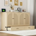 thumbnail image 2 of Queen Size Murphy Bed with Large Capacity Drawers, Space-Saving Cabinet Bed with Foldable Design, for  Apartments, Guesthouses, Gold, 2 of 9