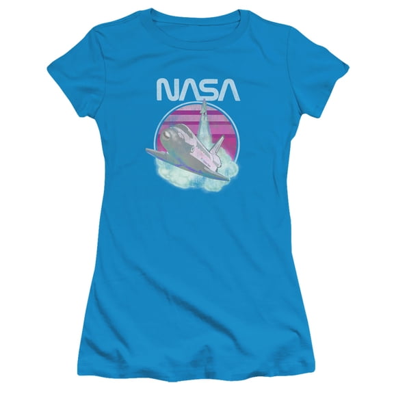 Nasa Shuttle Launch Junior Women's T-Shirt Sheer Turquoise