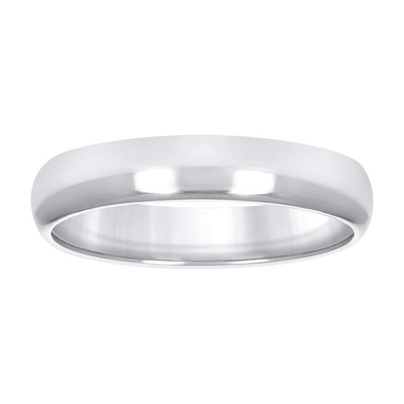 10k White Gold Mens Womens Unisex Wedding Band Comfort-Fit 4mm Size 6 Wedding Band for Men