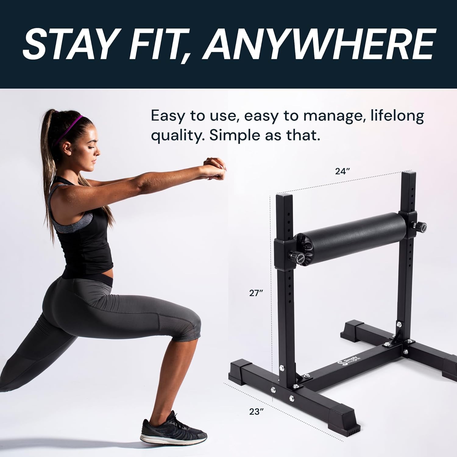 Split Squat Stand,Single Leg Squat Roller & Bodyweight Training,Heavy-Duty Bulgarian Squat & Leg Lunge Trainer with 7 Adjustable Heights,Lower Body Workouts