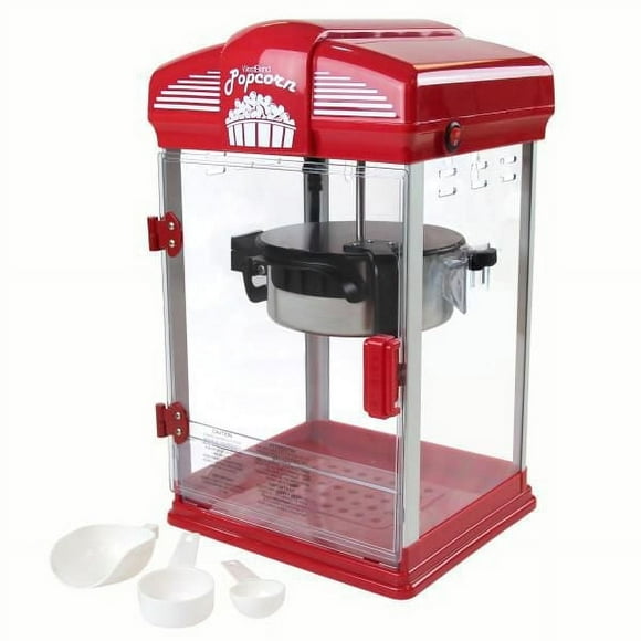 Refurbished West Bend 82515 Hot Oil Theater Style Popcorn Popper Machine Offers Nonstick Kettle Fast and Durable with Easy clean up, 4-Ounce, Red