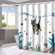 thumbnail image 5 of Cortina de ducha con diseño de gato divertido, tela impermeable con diseño de océano en azul verdoso, temática de gato divertida para decoración de baño, lavable a máquina, fibra de poliéster, 5 of 6
