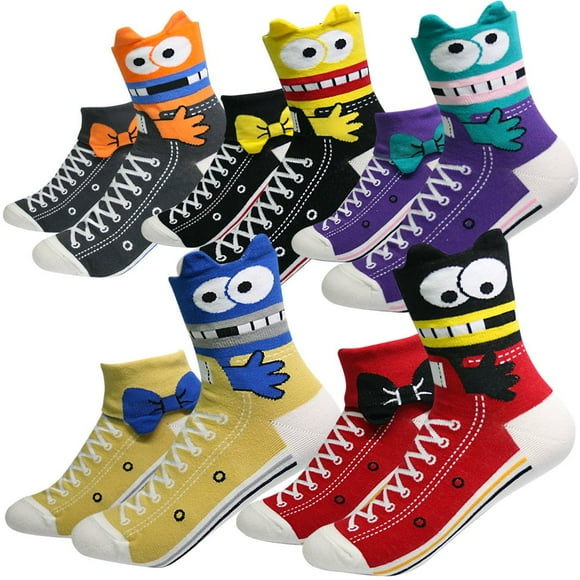 KONY Women's Girls Casual Funny Novelty Crew Socks, Cute Animals Printed Pattern - Gift for Pet Animal Lovers (Sneaker - 5 pairs)