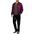 thumbnail image 2 of CHAQUETA CHIC para Hombres Chaqueta de Béisbol con Lentejuelas Argyle Chaqueta Brillante para Fiesta Club Color Rojo Rosa, 2 of 6