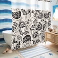 thumbnail image 5 of No Hook Shower Curtain with Built-in Rings - Black Chinoiserie Floral Washable Waterproof Fabric Bathroom Curtains for Hotel,Rentals, 66 X 72 Inch Long , Vintage Farmhouse Cottagecore, 5 of 9