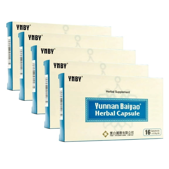 5 Boxes Yunnan Baiyao Capsules Blue Box New Packaging (16 Capsules) For Pets, Total 80 Capsules, No Red Pill