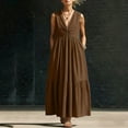 thumbnail image 5 of Oksale V Neck Dresses for Women with Pockets Loose Cozy Sleeveless Tank Dress Flowy Summer Maxi Dress for Vacation Brown M, 5 of 8