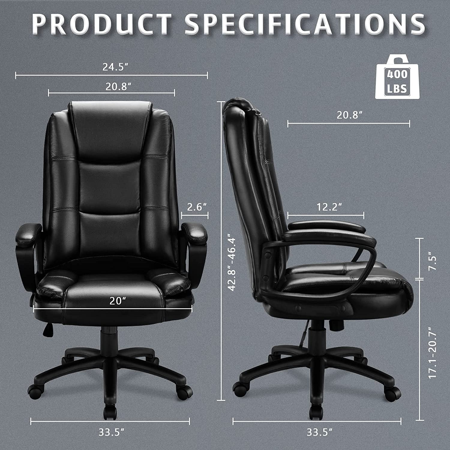 Buy Waleaf Home Office Chair, 400LBS 8Hours Heavy Duty Design
