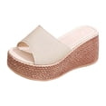 thumbnail image 4 of Dakaela Platform Sandals Women Slip on Espadrille Bohemia Wedge Sandal Comfortable Open Toe Dressy Beach Summer Slides Shoes Beige Size 6, 4 of 5