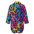 thumbnail image 5 of Xoenoiee Watercolor Colorful Leopard Print Bathing Suit Cover Up for Women Lightweight Swimsuit Coverup Dress Long Sleeve Button Shirt Beach Cover Ups Summer Vacation Outfit, L, 5 of 7