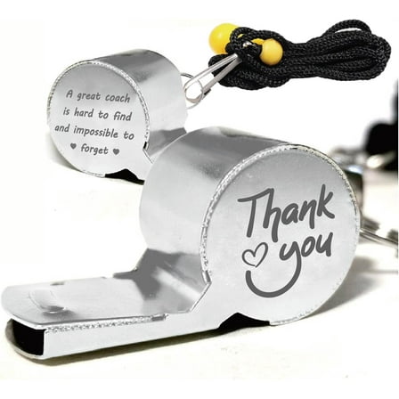 Stainless Steel Whistles Sports Coach Whistles Loud Crisp Sound Whistles Laser-Engraved Outdoor Activities Referees Emergency with Lanyard Gift for Football Coach Teacher's Day 2x0.8 Inch