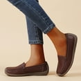 thumbnail image 5 of Women's Leather Penny Dress Loafers Classic Round Toe Slip On Soft Bottom Driving Work Flats Breathable Non Slip Walking Shoes Brown Size 7, 5 of 9