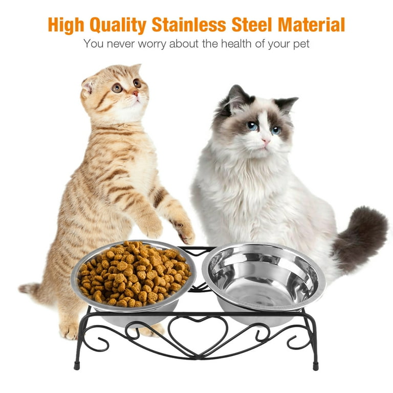 Paddsun Double Bowl Dog Cat Feeder Elevated Raised Stand Feeding Food Water  Pet Dishes