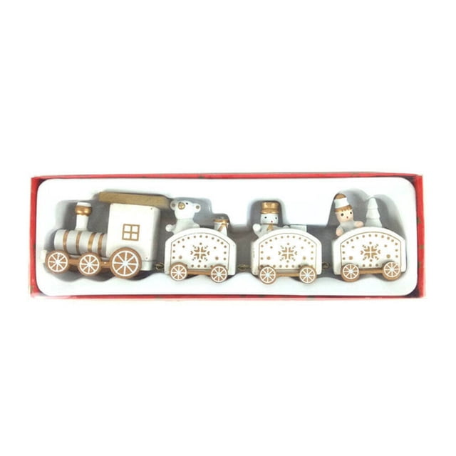 Xihbxyly Tren Navideño de Madera, Diseño de Papá Noel, Muñeco de Nieve y Oso, Decoración Festiva para El Hogar, Ideal para Reuniones Familiares, Ideal para Fiestas Navideñas, 20 X 5 Cm, Madera.