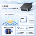 thumbnail image 3 of Blackview MP80 Mini PC Intel 12th N97 16GB ROM 512GB M.2 SSD Mini Desktop Computers Windows 11 Pro, Dual LAN, 3 HDMI, Blue, 3 of 7