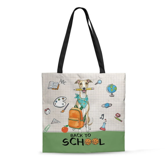Hardworking Whippet Ready Back to School New Year Classes All Over Print 3D Canvas Tote Bag Dog Lover Reusable Handbag - 12011