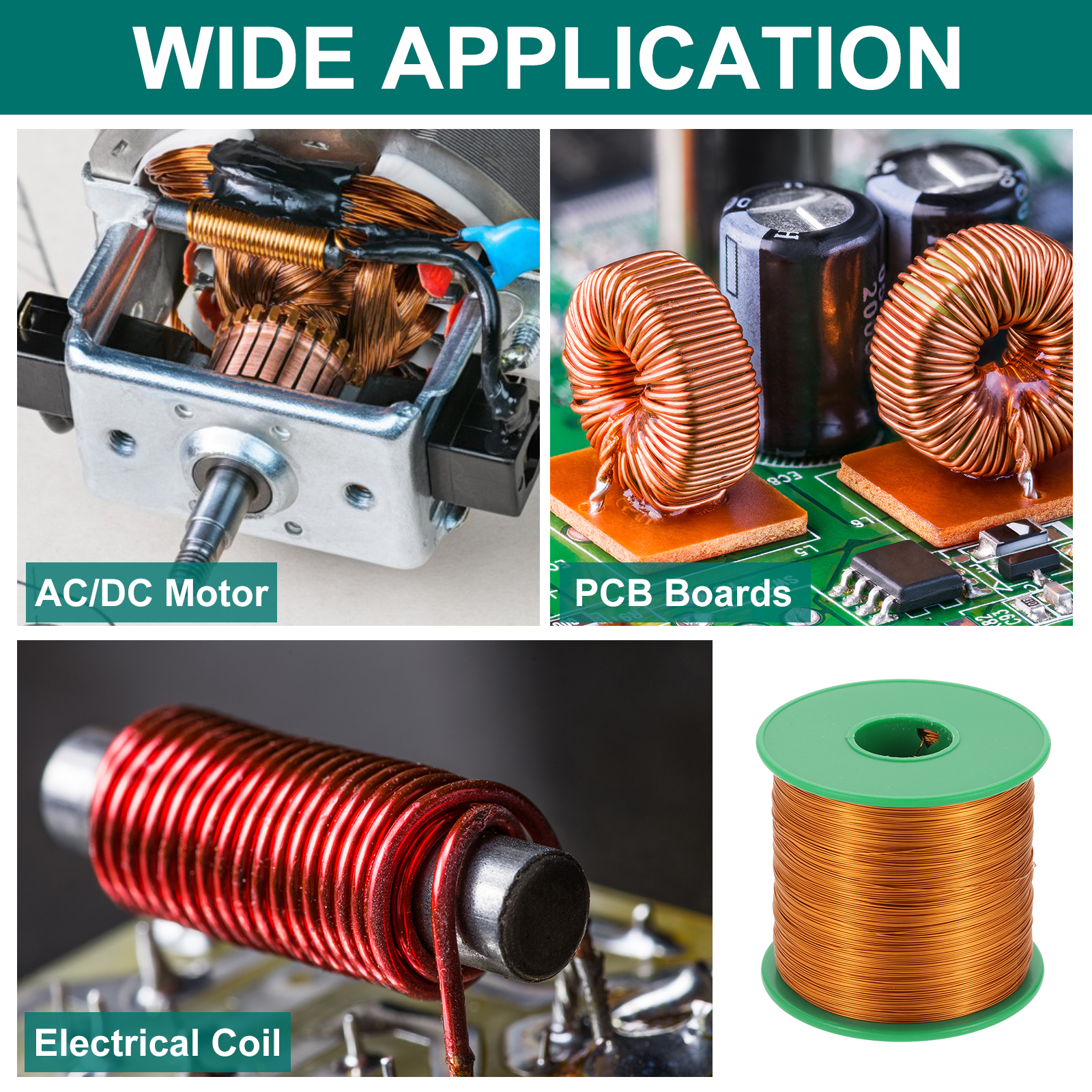 28 AWG Magnet Wire, 28 Gauge Enameled Copper Wire, 1 Lb Magnetic Coil Wire for Transformer, Motor, Electric, 180C(356F)