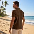 thumbnail image 6 of Busydd Shirts for Men Solid Color Lapel Button Mens Linen Shirt Casual Short Sleeve Summer Shirts 2XL, 6 of 8
