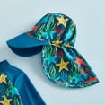thumbnail image 7 of mgoYE Toddler Boy Swim Shorts Set Toddler Baby Boy Girls One Piece Swimsuit Long Sleeve Zipper Bathing Suit Infant Rash Guard Swimwear with Hat(Navy,6-12 Months), 7 of 7
