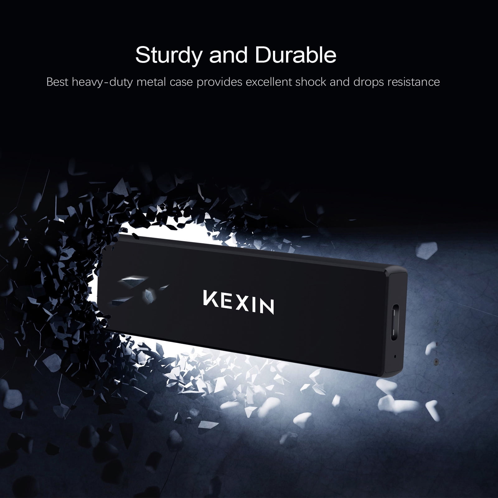 KEXIN 500G Portable SSD, External Hard Drive - Up to 1050MB/s,USB 3.2 Gen2 High Speed Game Drive ,Compatible with PS4/ Windows/Mac,Black