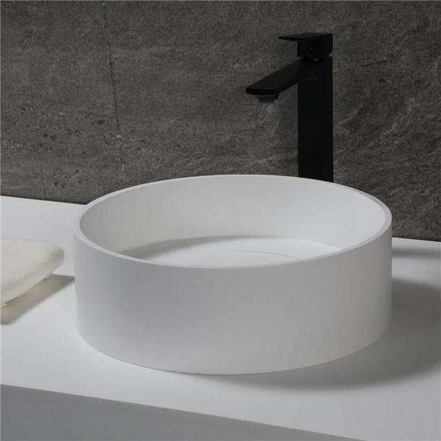 ALFI ABRS15R 15 Po Ronde Solide Surface Résine Évier&44; Blanc Mat