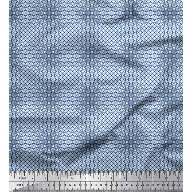 Soimoi Rayon Fabric Geometric Small Print Sewing Fabric Yard 56 Inch Wide