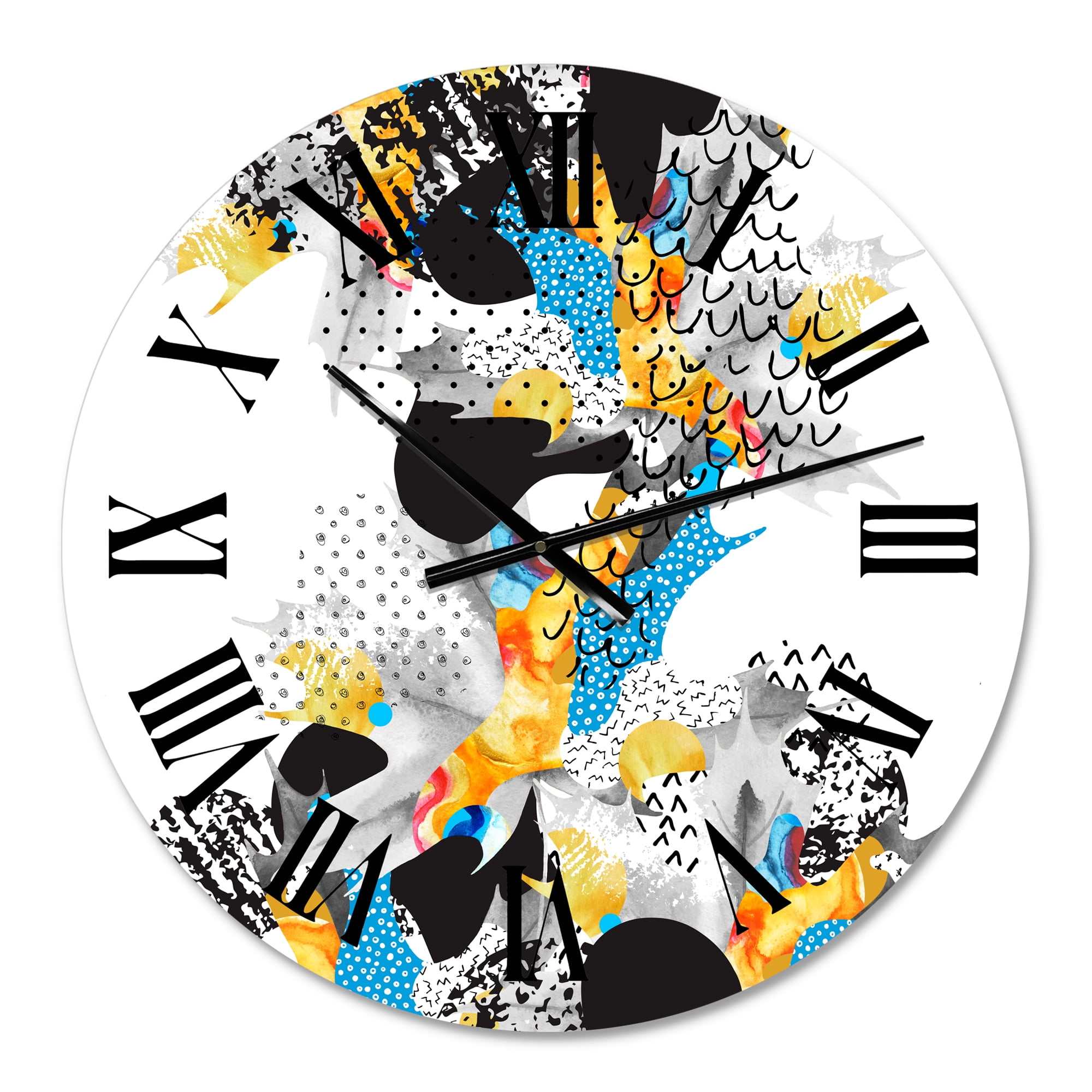 Designart 'Minimal Fluid Shapes In Bauhaus Memphis Style' Modern Wall Clock