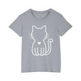 thumbnail image 2 of Nskgu Girls T Shirts Casual Shirts Round Neck Short Sleeve Tops Cute Cat Printed Loose Blouses Summer Tops for Kids Size 4-13 Years, 2 of 5