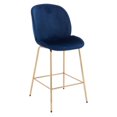 thumbnail image 3 of Upholstered Velvet Stool with Gold Legs – Set of 2 Comfortable Velvet Stools with Foot Rest, Modern Design for Kitchens, Bars, and Contemporary Spaces, 3 of 5