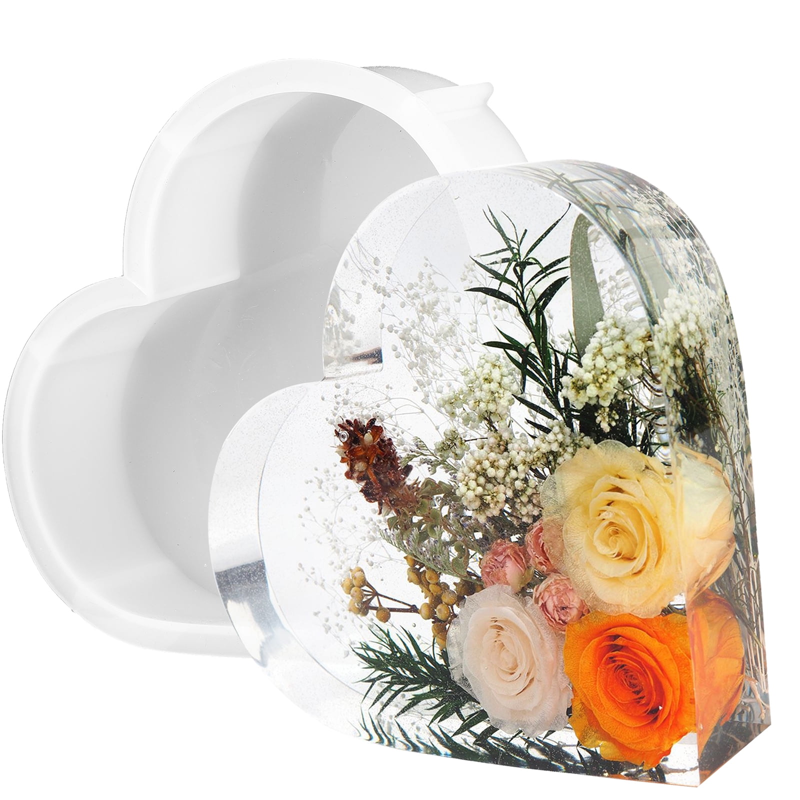 SAPBOND Large Resin Molds,Heart Silicone Molds For Flowers Preservation