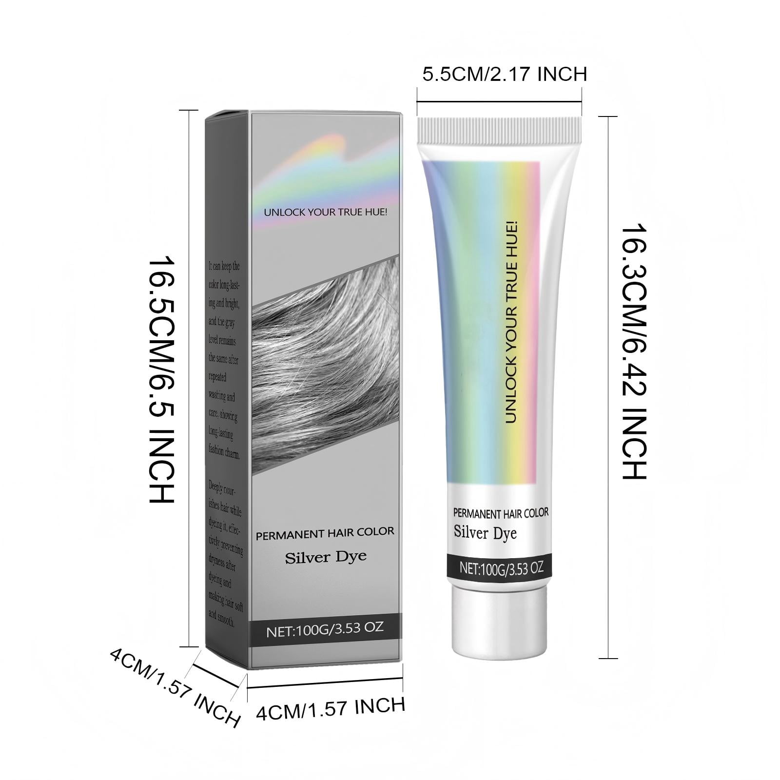 Alvantor Silver Hair Color Dye Moisturizing Demi Permanent Color for Gray Coverage Long-Lasting Nourishing, 3.53oz