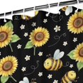 thumbnail image 3 of Sunflower and Bee Black Pattern Modern Waterproof Shower Curtain Set with 12 Hooks, Washable Decorative Bathroom Shower Curtain, 3 of 6