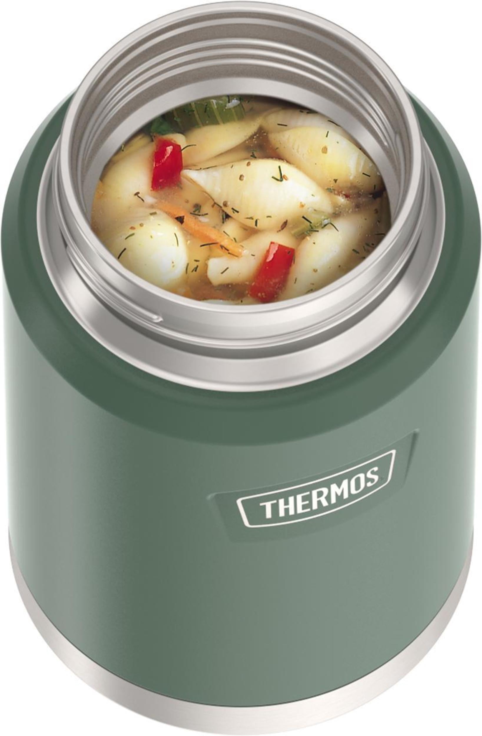 Thermos Stainless Steel Insulated Food Jar with Spoon, 24oz, Alpine Green, Ideal Use for Workday Meals and Travel, Made for Portable Food Storage, Dishwasher Safe, For Hot & Cold Food