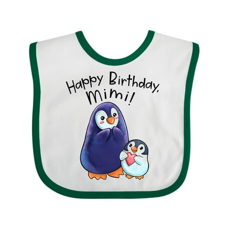 

Inktastic Happy Birthday Mimi!- Cute Penguins Gift Baby Boy or Baby Girl Bib