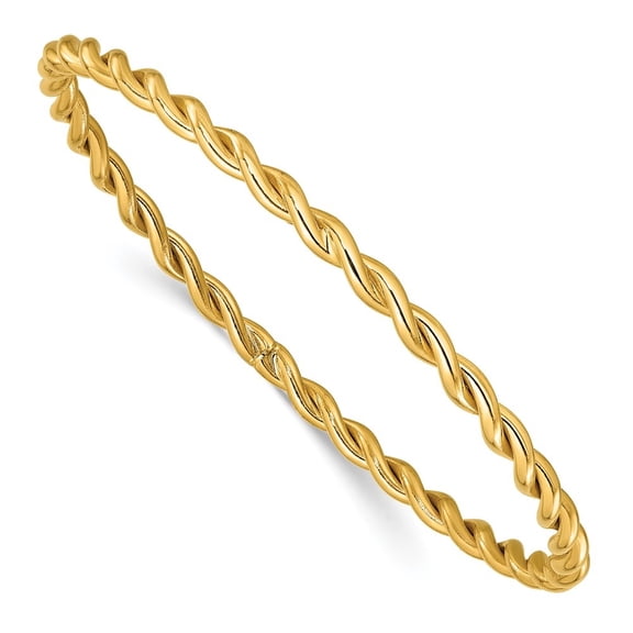 Diamond2Deal 14k Yellow Gold Polished Twist Slip-On Bangle Bracelet for Women