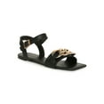 thumbnail image 1 of Women's Shoes Chunky Chain Embellished Square Toe Ankle Strap Flat Sandal 20623, 1 of 6